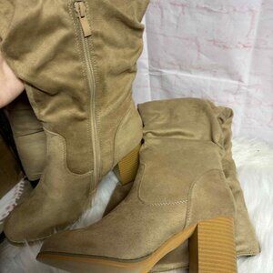 Journee Collection Womens Kaison Stacked Heel Over the Knee Boots sz 6.5